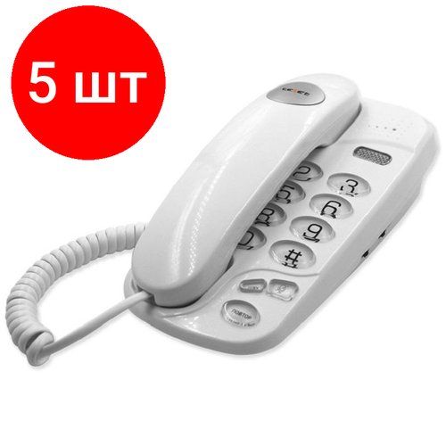 Комплект 5 штук, Телефон проводной teXet TX-238 белый