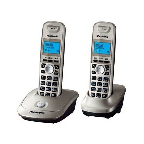 Стационарные телефоны Panasonic Р/Телефон Dect Panasonic KX-TG2512RUN платиновый (труб. в компл:2шт) АОН