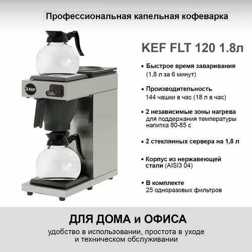 Фильтр-кофемашина KEF FLT 120 Inox 1,8 л. (3,6 л.) (FLT120-2x1.8LInox)