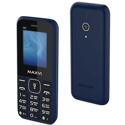 Сотовый телефон Maxvi C27, 1.77', 1.3 Мп, microSD, 2 sim, FM, фонарик, 600 мАч, синий