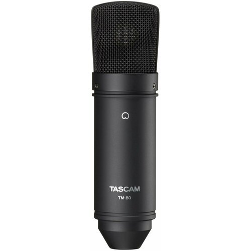 Tascam TM-80 (B) - Микрофон конденсаторный кардиоидный, для записи вокала и инструментов, диафрагма 18 мм, 20-20000 Гц, сопротивление 200 Ом, нагрузка 1кОм, чувствительность -38 дБ, SPL 136 дБ, S/N 77 дБ, в комплекте кабель, эластичный подвес, настольная
