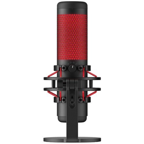 Микрофон проводной HyperX QuadCast, комплектация: микрофон, разъем: USB Type-C, черный/красный, 1 шт